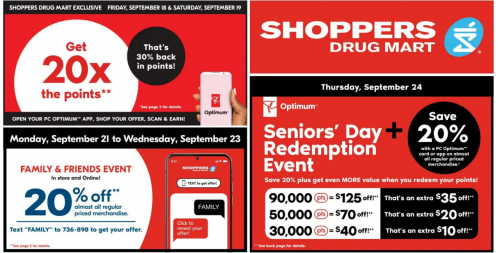 Shoppers Drug Mart Canada: 20x The PC Optimum Points + 2 Day Sale + More