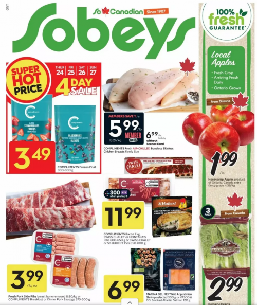 Sobeys Ontario Flyer Deals September 24th – 30th: Our Compliments Frozen Fruit + More