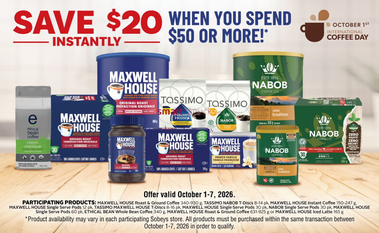 Promoção da Sobeys Ontário: Desconto em Produtos de Café