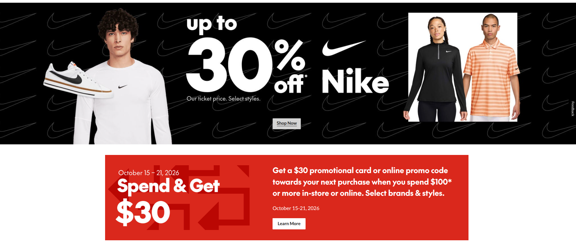 Sport Chek's Spend & Get Deal: $30 Back + Nike Up to 30% Off — slide 1
