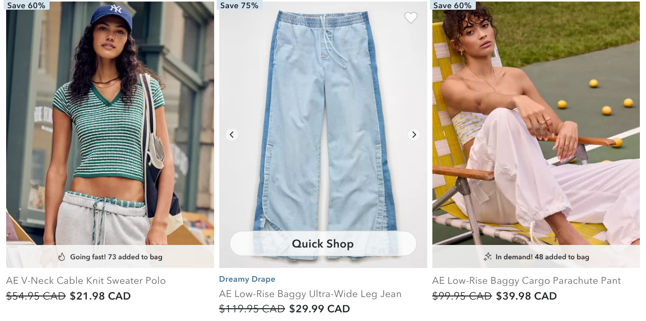 American Eagle & Aerie Canada: Up to 75% Off + Undies 6 for $39 — slide 1