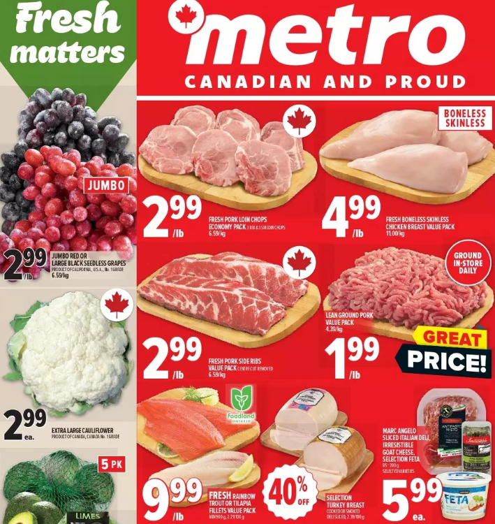 Metro Ontario: Ground Pork $1.99/lb & Chicken $4.99/lb This Week — slide 1