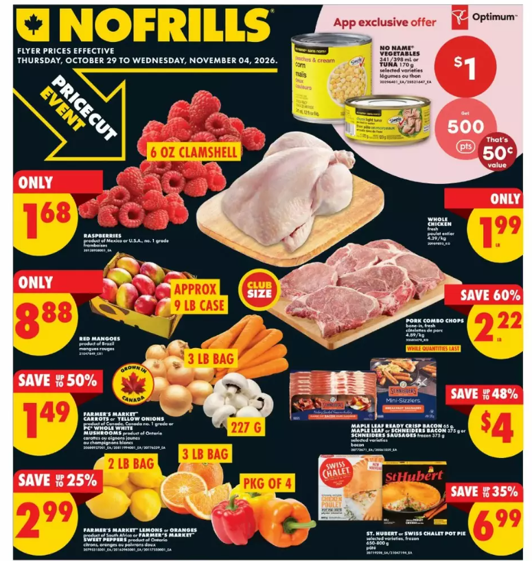 No Frills Flyer: Raspberries $1.68 + PC Optimum Points Boost — slide 1