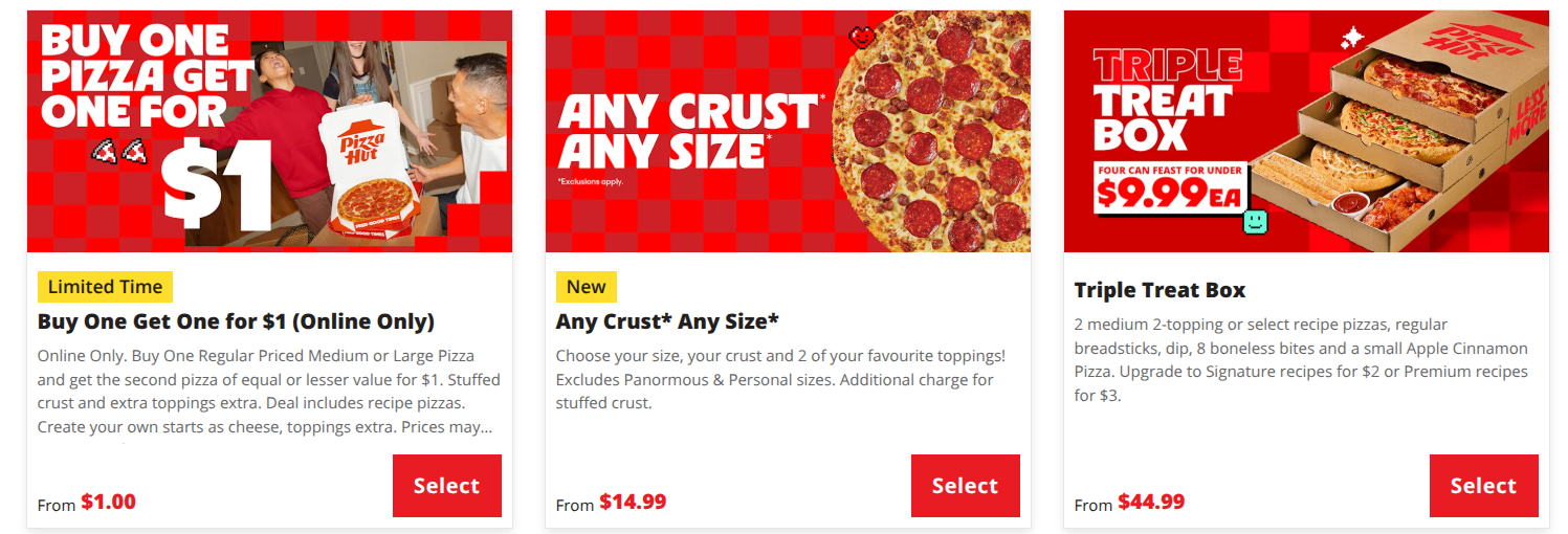 Pizza Hut Canada: Snag a Second Pizza for Just $1 Online β slide 1