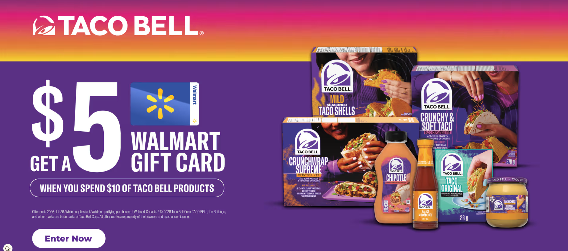 Score a Free $5 Gift Card on Taco Bell Groceries at Walmart Canada — slide 1